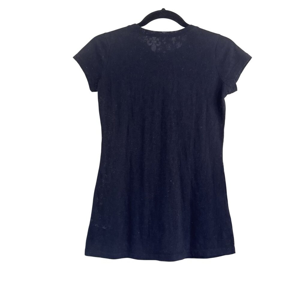 Miss Posh Womens Studded Black/Silver New Orleans Skull  T-Shirt Top Size M - Picture 2 of 7